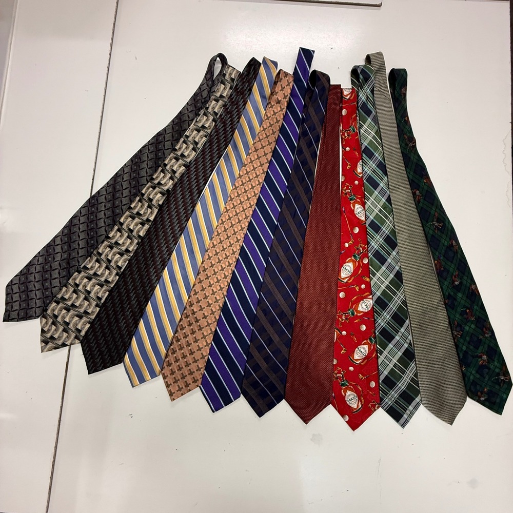 Silk Ties Neckties Mens Lot of 12 Multicolor Calvin Klein Van Heusen Stafford